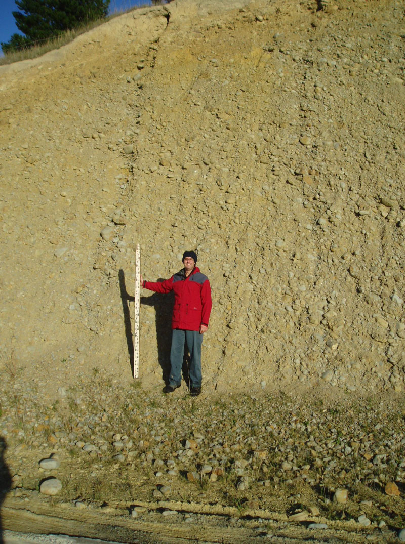 Photograph showong cemented material at Riverlands, which forms the Wither Hills. It is too cemented to form an aquifer.