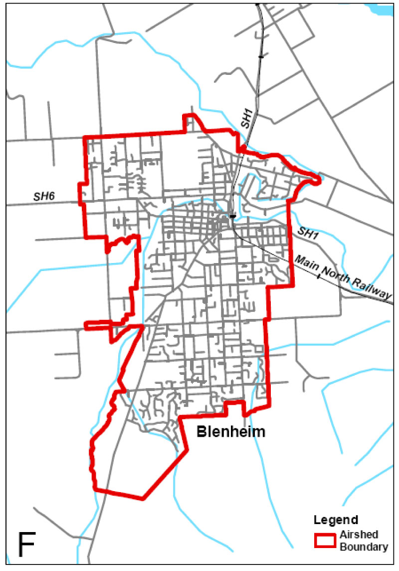 Blenheim airshed map. 