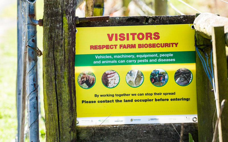 Respect Farm Biosecurity signage to make people aware of pest plant spread risks