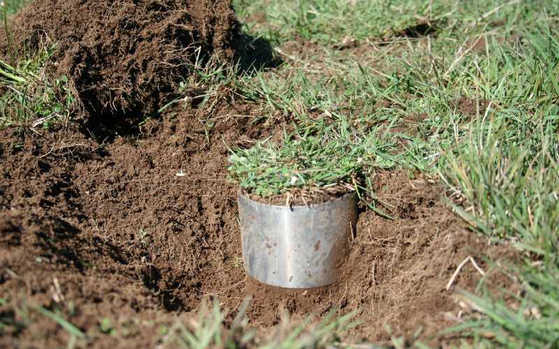 Soil core taken to monitor quality. 