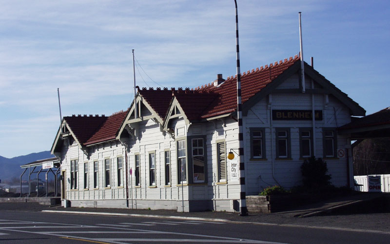 Blenheim Railway Station heritage building. 